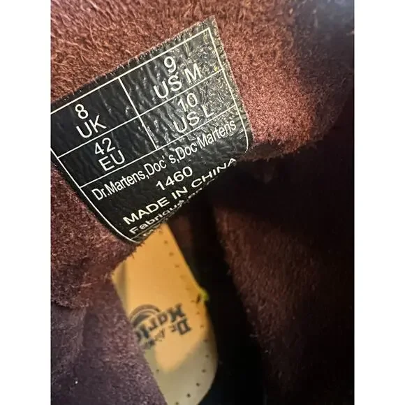 Doc Dr. Martens 1460 Leather Boots Cherry Red Lace Up US Women's Size 10 Men's 9 - Picture 12 of 16